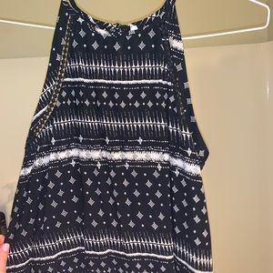 Black High Neck Tank with White Detailing